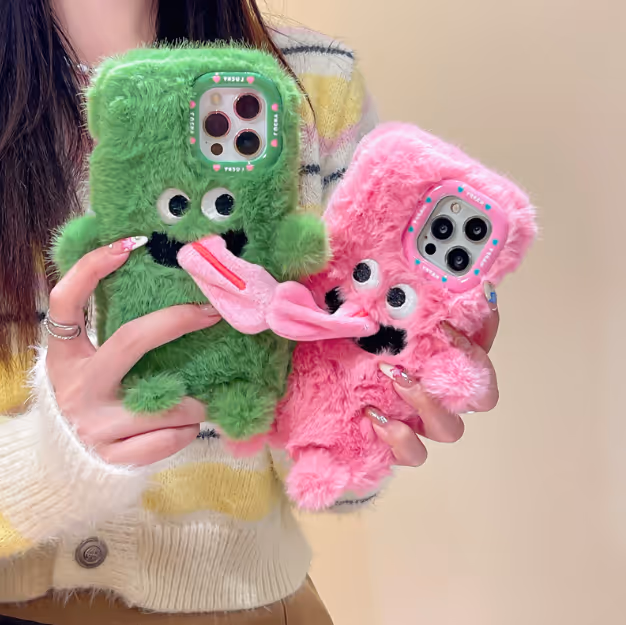 Funny Tongue Sticking Out Plush Mobile Phone Case